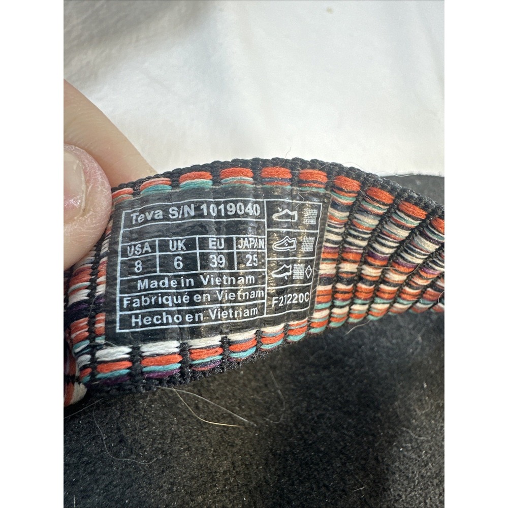 Teva Olowahu Womens Size 8 Black Multi Color Striped Mush Sole Flip Flop Sandals - Picture 8 of 10